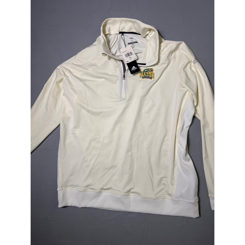 New Adidas Adi Class 1/2 Zip Mens XL White GMU Mason Patriots Pullover CF7647